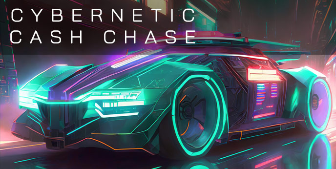 Cybernetic Cash Chase with the neon space car