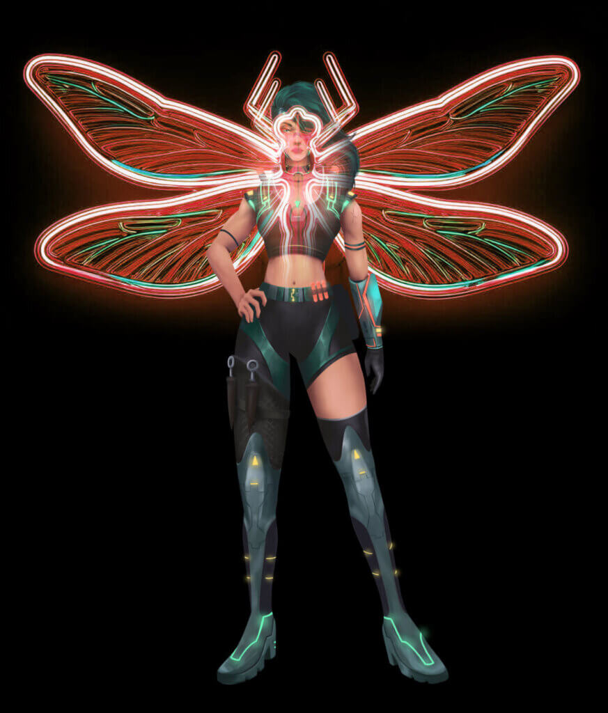 Ms Moolah in her Cybernatic Halloween Costume as Red Moth